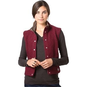 Toad&Co Sheridan Sherpa Wool Blend Burgundy Fleece Vest Size XL